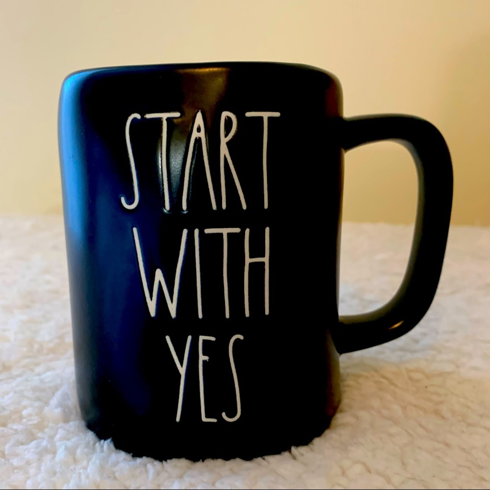 BNWT Rae Dunn Black START WITH YES  Mug